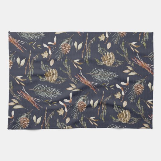 Elegant Winter Botanical Geschirrtuch (Horizontal)