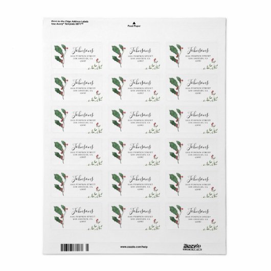 Elegant Winter Botanicals Christmas Return Address Adressaufkleber (Vorne)