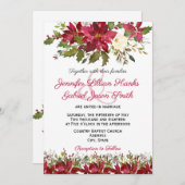 Elegant Winter Burgund Poinsettia Hochzeit Einladung (Vorne/Hinten)