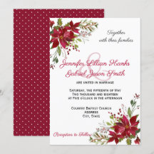 Elegant Winter Burgundy Poinsettia Floral Wedding