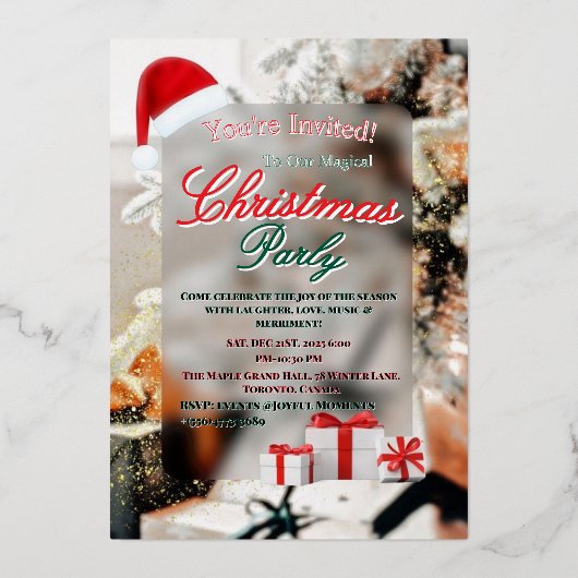Elegant Winter Christmas Party Invitation Folieneinladung (Vorderseite)