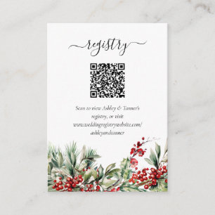 Elegant Winter Christmas Wedding Registry QR Code Begleitkarte