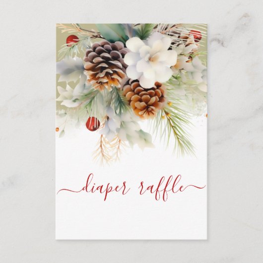 Elegant Winter Evergreen Diaper Raffle Begleitkarte (Vorderseite)