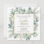 Elegant Winter Evergreen Eucalyptus Foto Wedding Save The Date (Rückseite)