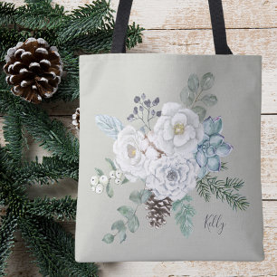 Elegant Winter Floral Botanical Bouquet Bridesmaid Tasche