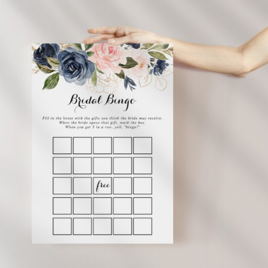 Elegant Winter Floral Bridal Bingo Game