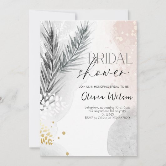 Elegant Winter Floral Bridal Shower Party Einladung (Vorderseite)