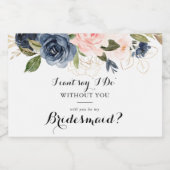 Elegant Winter Floral Bridesmaid Vorschlag Schaumweinetikett (Einzelnes Label)