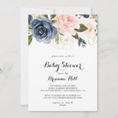 Elegant Winter Floral Calligraphy Baby Shower Einladung (Vorderseite)