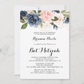 Elegant Winter Floral Calligraphy Bat Mitzvah Einladung (Vorderseite)