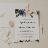 Elegant Winter Floral Calligraphy First Communion Einladung
