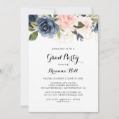 Elegant Winter Floral Calligraphy Grad Party Einladung (Vorderseite)