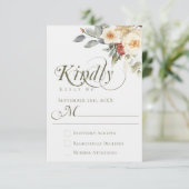 Elegant Winter Floral Calligraphy Script Wedding RSVP Karte (Stehend Vorderseite)