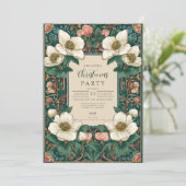 Elegant Winter Floral Christmas Einladung (Stehend Vorderseite)