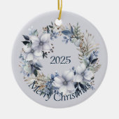 Elegant Winter Floral Christmas Keramik Ornament (Vorne)
