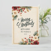 Elegant Winter Floral Frohe Weihnachten (Stehend Vorderseite)