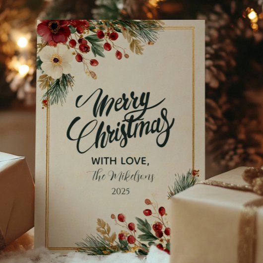 Elegant Winter Floral Frohe Weihnachten