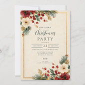 Elegant Winter Floral Frohe Weihnachten Einladung (Vorderseite)