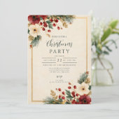 Elegant Winter Floral Frohe Weihnachten Einladung (Stehend Vorderseite)