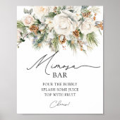 Elegant Winter Floral Greenery Mimosa Bar Poster (Vorne)
