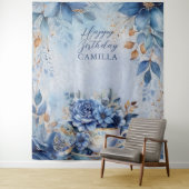 Elegant Winter Floral Teacup Birthday Par-Tea Wandteppich (Beispiel)