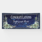 Elegant Winter Floral Wedding Herzlichen Glückwuns Banner (Horizontal)