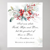Elegant Winter Floral Wedding Scripture Christlich Poster (Vorne)