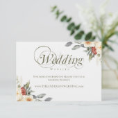 Elegant Winter Floral Wedding Website Begleitkarte (Stehend Vorderseite)