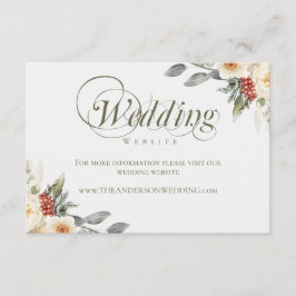 Elegant Winter Floral Wedding Website Begleitkarte