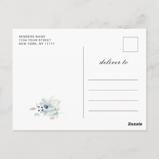 Elegant Winter Foliage Boho Hochzeit retten das Da Postkarte (Rückseite)