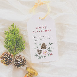 Elegant Winter Foliage Frohe Weihnachten Geschenkanhänger