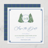 Elegant Winter Forest Wedding Monogram Tartan