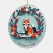 Elegant Winter Fox Nature Themed Frohe Weihnachten Keramik Ornament (Links)