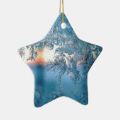 Elegant Winter Frosted Glass Ice Crystals Keramik Ornament (Rechts)