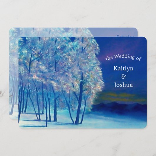 Elegant Winter Frosty Trees Wedding Einladung (Vorne/Hinten)