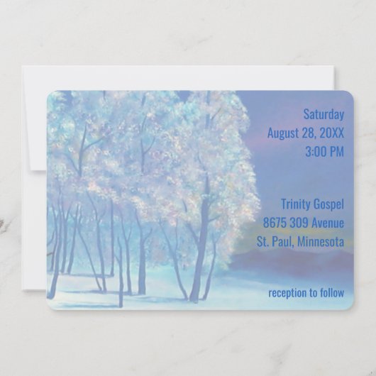Elegant Winter Frosty Trees Wedding Einladung (Rückseite)