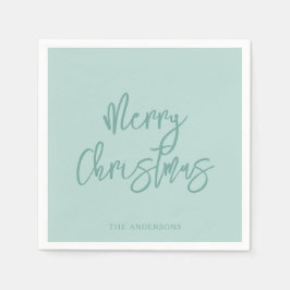 Elegant Winter Green Minimalist Script Christmas Serviette