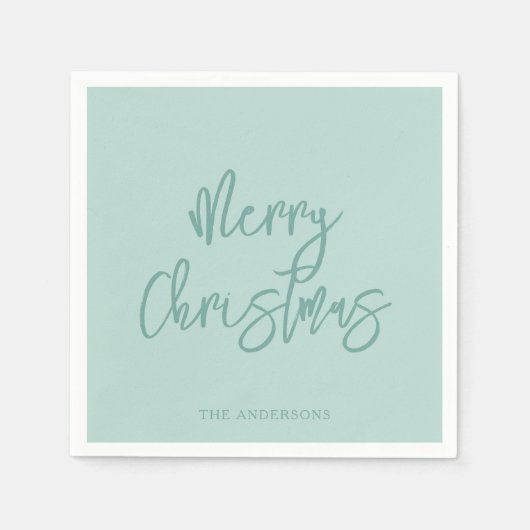 Elegant Winter Green Minimalist Script Christmas Serviette (Vorderseite)