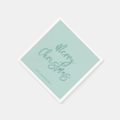 Elegant Winter Green Minimalist Script Christmas Serviette (Ecke)