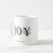 Elegant Winter Greenerity JOY Christmas Holiday Kaffeetasse (Vorderseite Links)