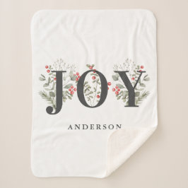 Elegant Winter Greenerity JOY Christmas Holiday Sherpadecke