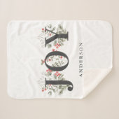 Elegant Winter Greenerity JOY Christmas Holiday Sherpadecke (Vorderseite (Horizontal))