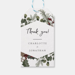 Elegant Winter Greenerity Wedding Danke Tags Geschenkanhänger