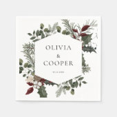 Elegant Winter Greenerity Wedding Serviette (Vorderseite)