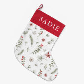 Elegant Winter Greenery Botanisches Weiß Großer Weihnachtsstrumpf (Vorderansicht (hängend))