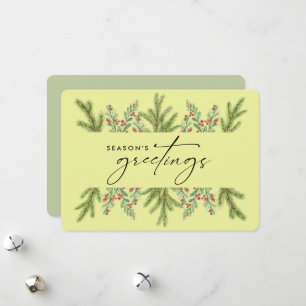 Elegant Winter Greenery Business ADD LOGO Feiertagskarte