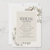 Elegant Winter Greenery Floral Ivory Brautparty Einladung (Vorderseite)