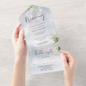 Elegant Winter Greenery Floral Wedding All In One Einladung (Abreißen)