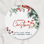 Elegant Winter Greenery Frohe Weihnachten Geschenkanhänger (Rückseite)