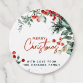 Elegant Winter Greenery Frohe Weihnachten Geschenkanhänger (Vorderseite)